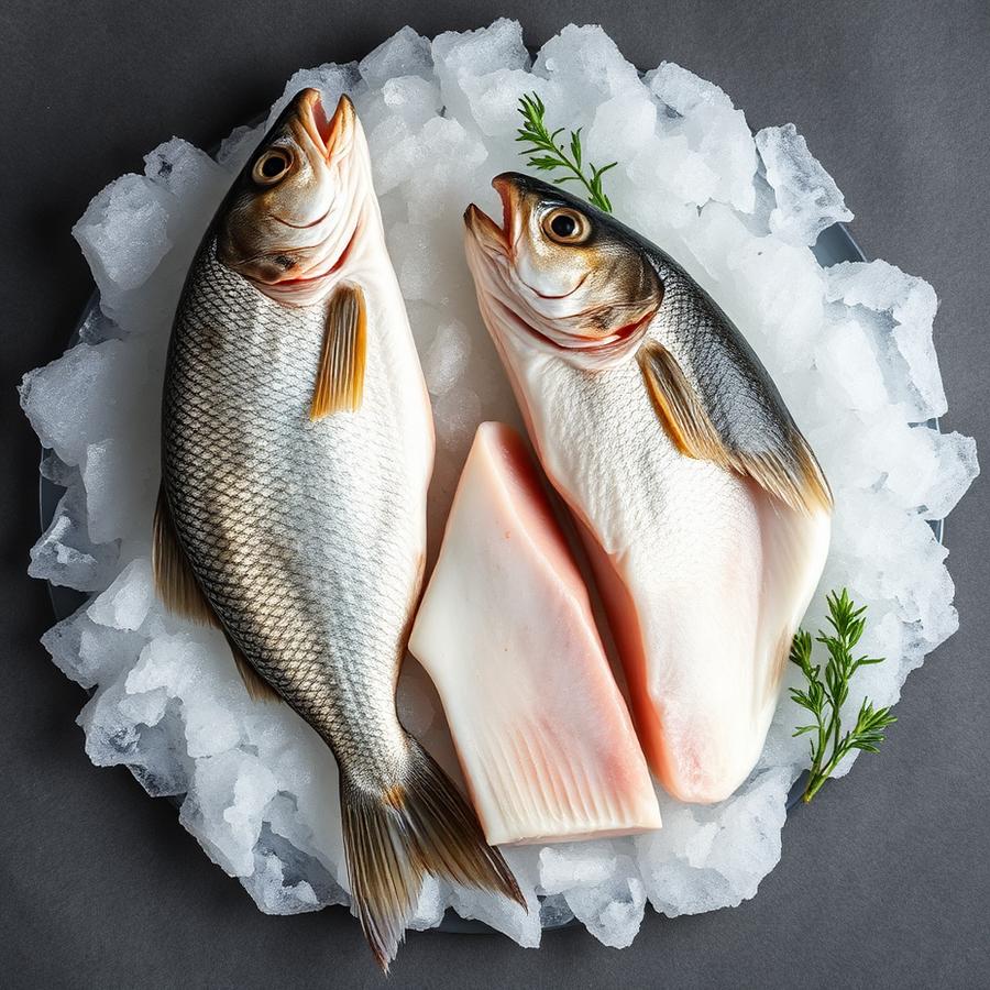 Fresh fish on ice